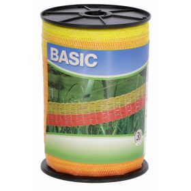   BASIC villanypásztor szalag, 200m, 20mm, citrom-narancs, 11 Ω/m, 90 kg