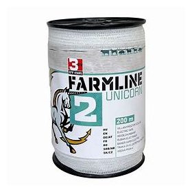   FarmLine Unicorn 2 villanypásztor szalag - fehér, 200 m / 20 mm, 7,34  Ω, 90 kg