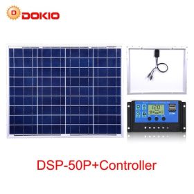   DokioSolar 50W-os Polikristályos napelem tábla + 20A töltésvezérlővel