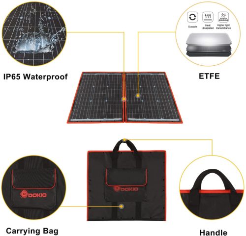 DokioSolar hordozható naperőmű monokristályos napelem tábla 110W univerzális használatra