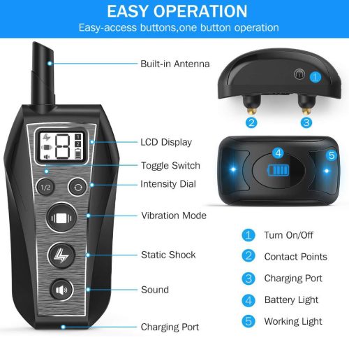 Patpet T700 távirányítós elektromos kiképző nyakörv szett 600m, tölthető